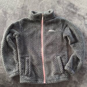 Columbia Gray Fleece Jacket with Full-Zip and Stand-Up Collar